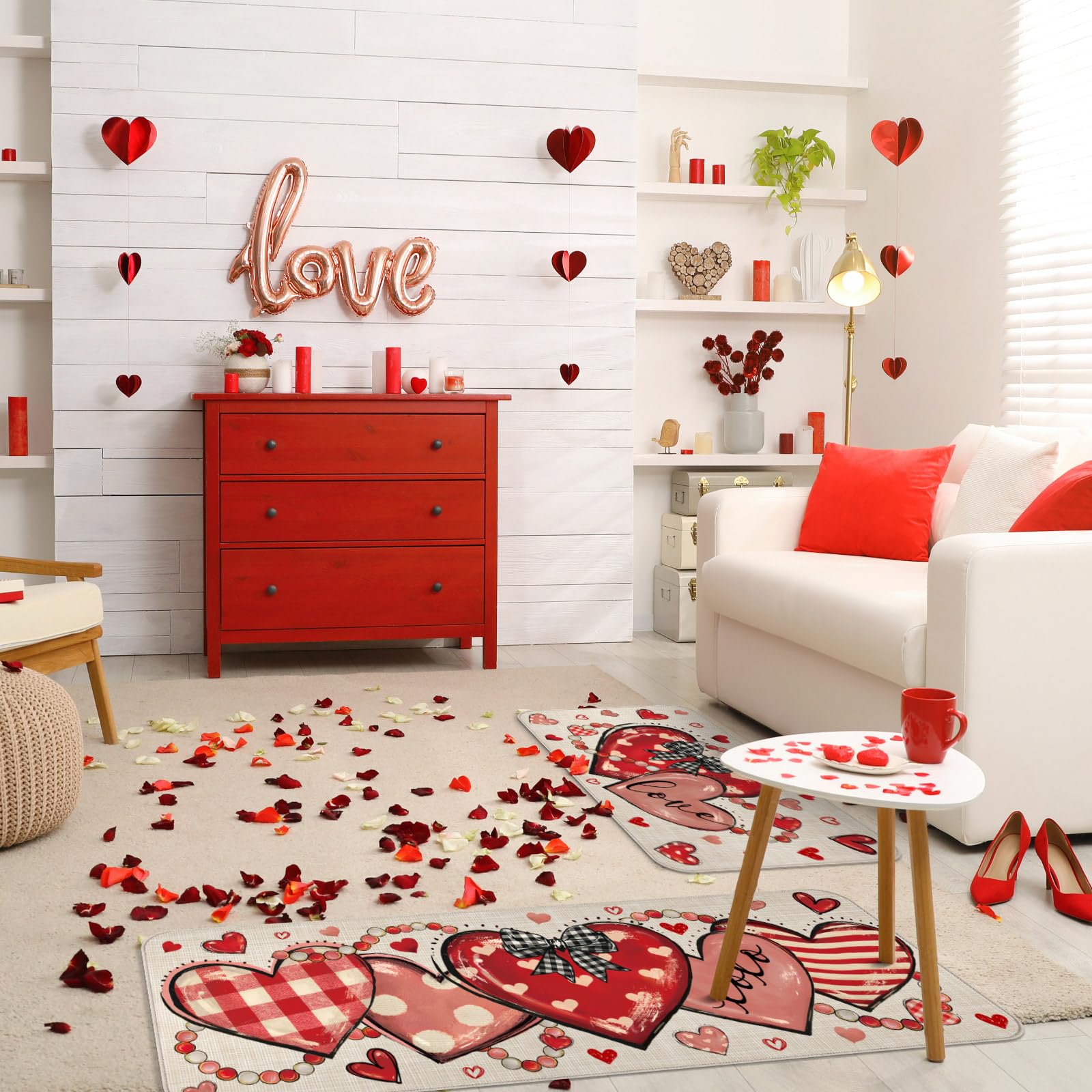 Drydiet alfombra de cocina con corazón, 17x47, confort antifatiga para pies