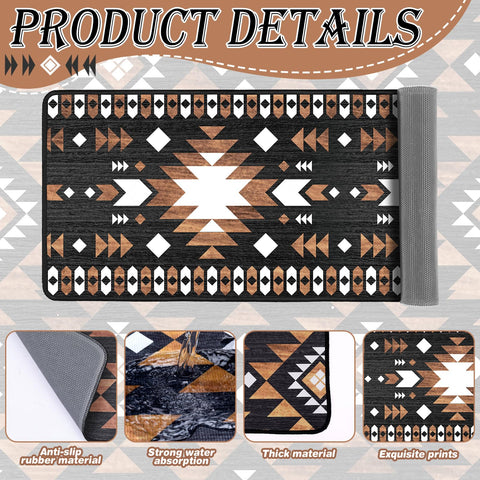 Drydiet alfombras cocina aztecas trasero antideslizante, seguridad para suelos lisos