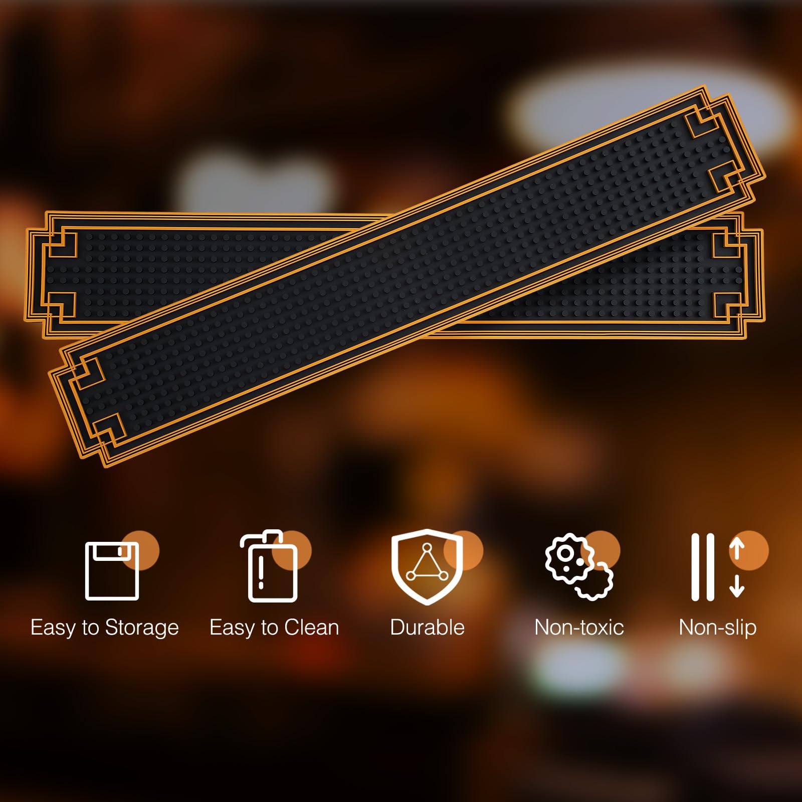 Drydiet mat antideslizante para barra negra 60x10 cm, mantiene objetos en su lugar.