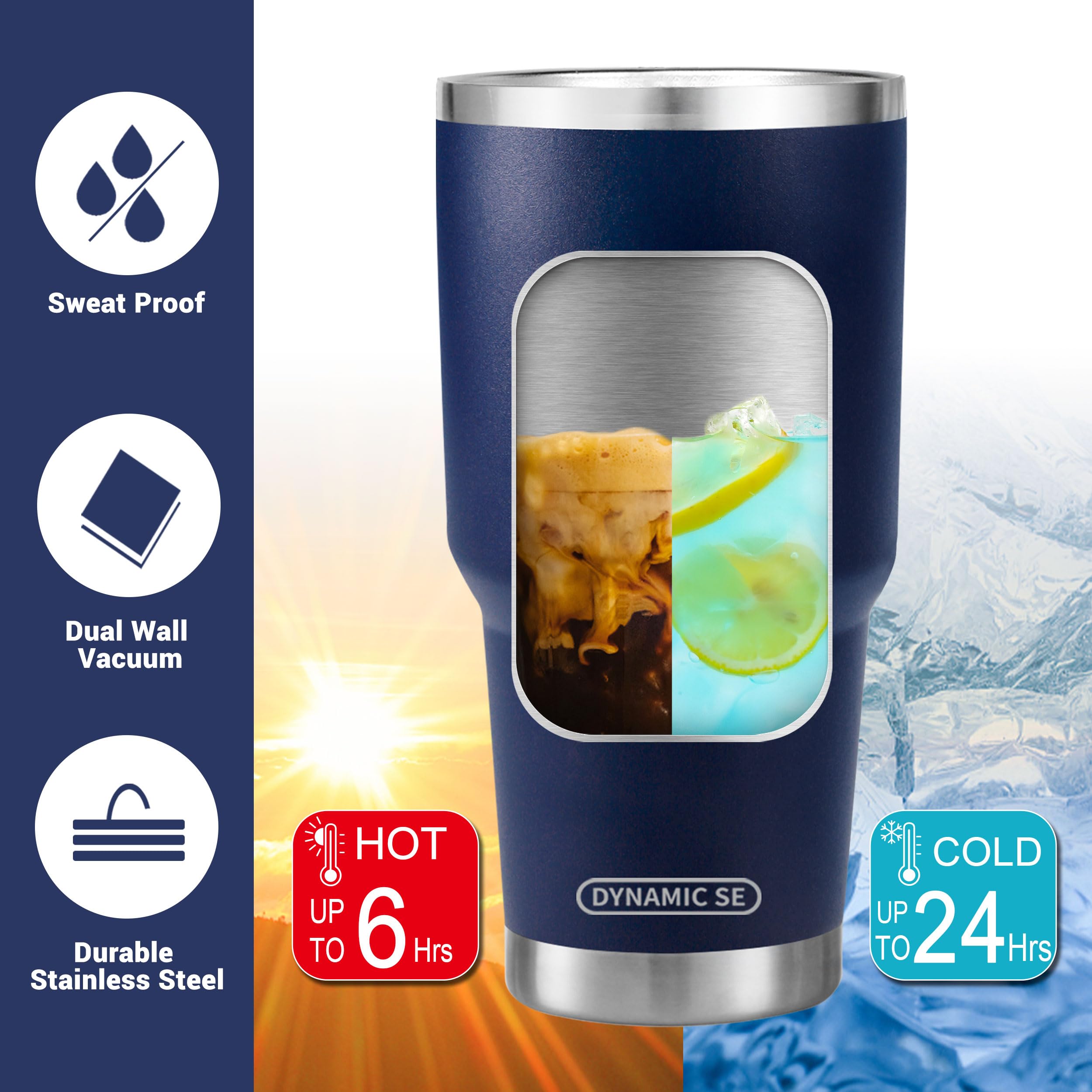 Vaso térmico D·S con tapa anti salpicaduras evita salpicaduras en la mesa