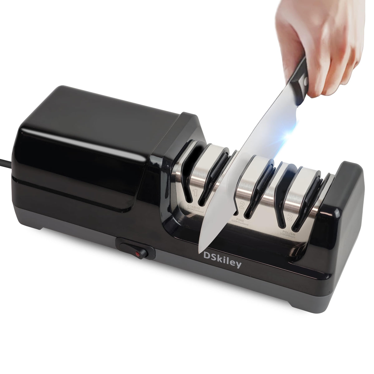 dskiley afilador eléctrico para cuchillos de cocina con tres etapas.