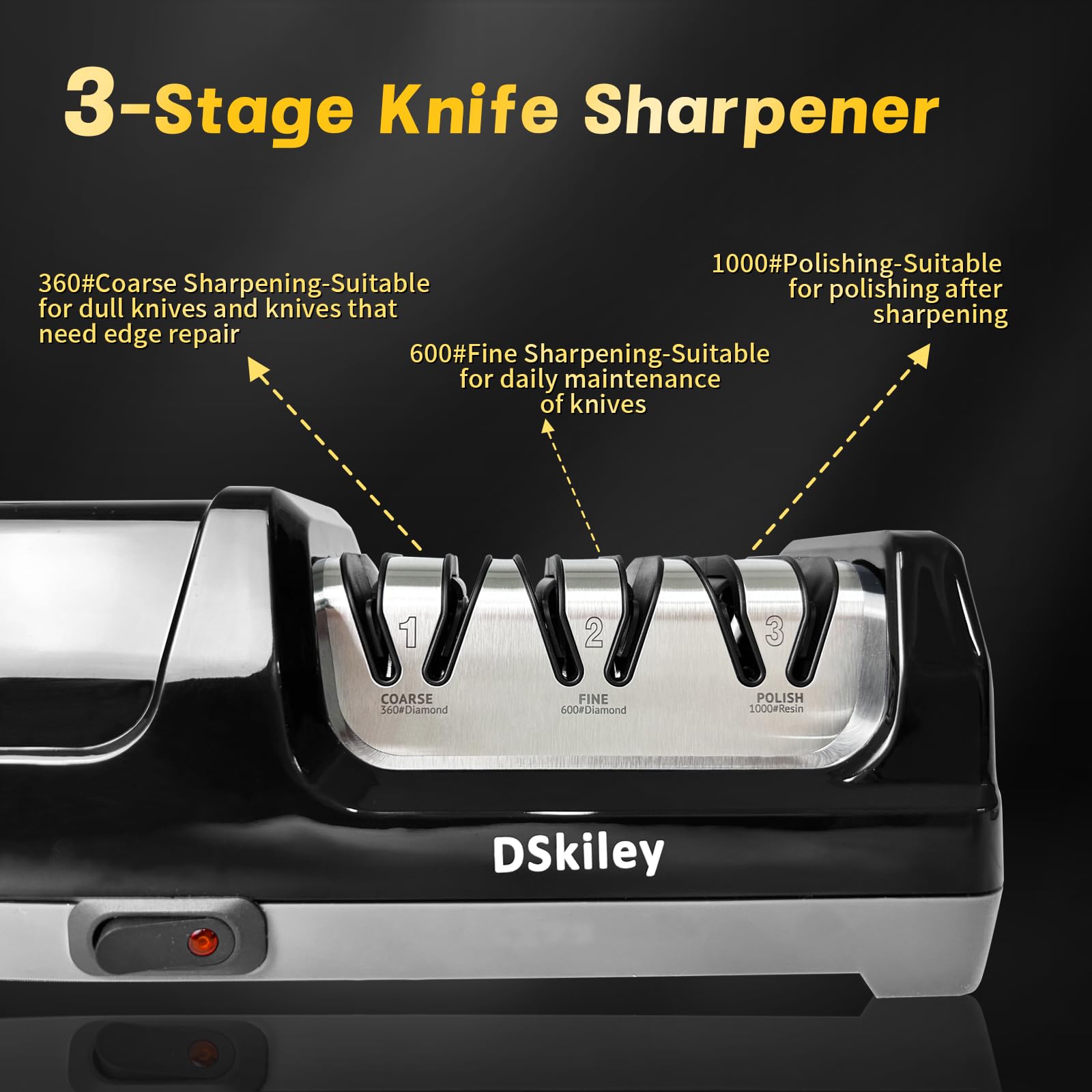 dskiley motor potente y estable para afilar sin sobrecalentamiento.