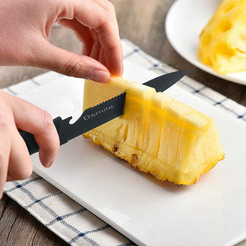 Cuchillo para pelar Dsmile negro, precisión en pelado.