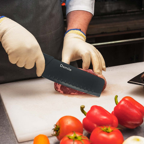 Cuchillo utilidad Dsmile negro, versátil para frutas y verduras.