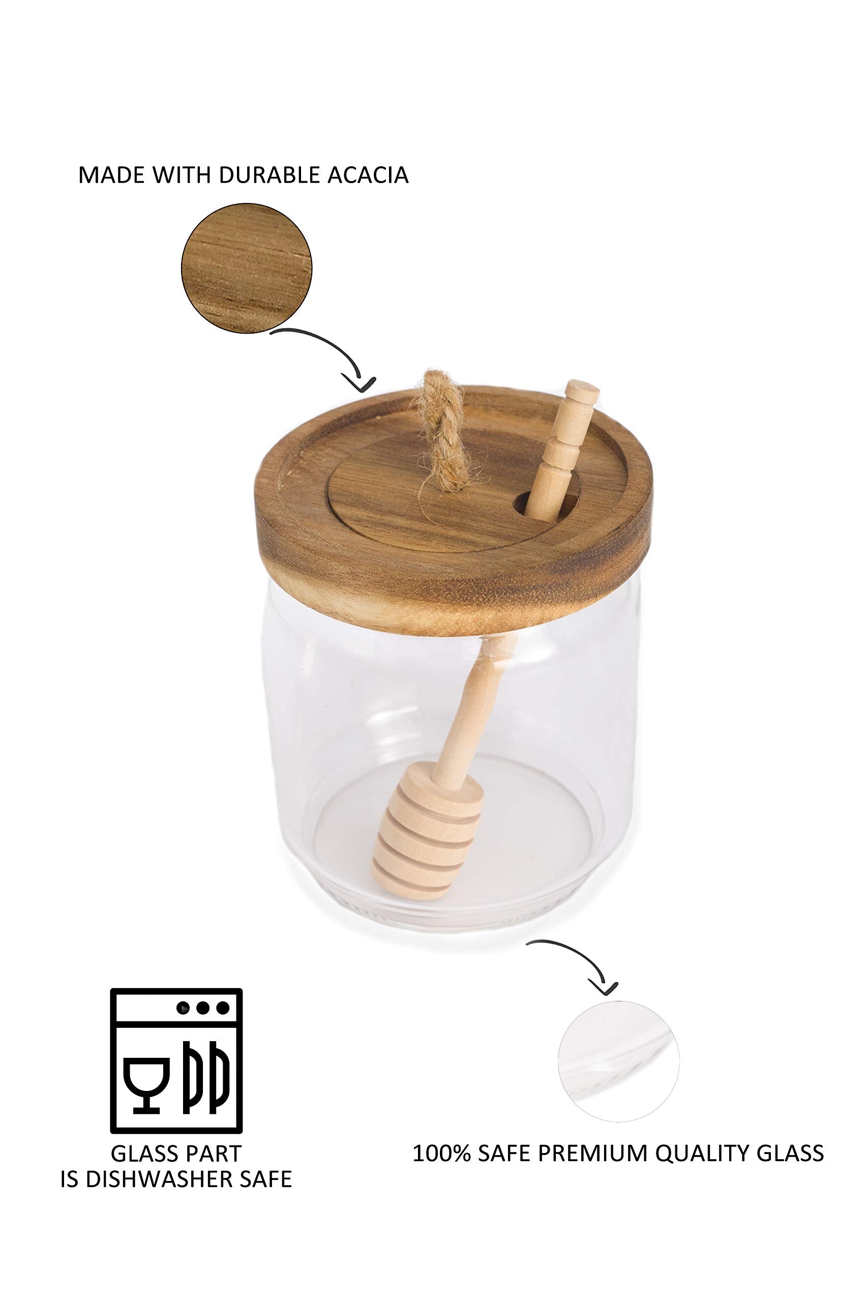 Dstuff cucharador miel de madera incluido para servir sin desorden