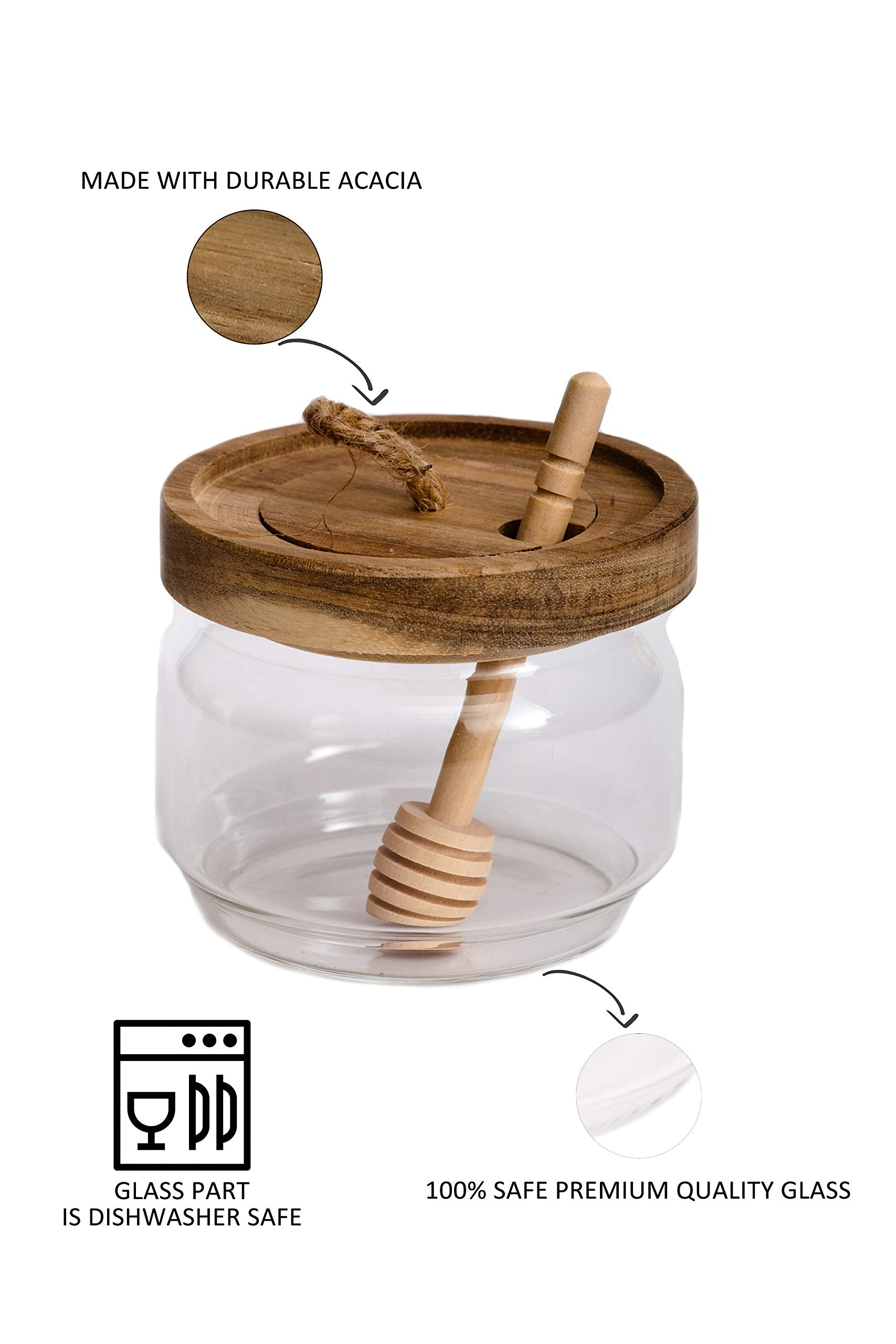 Dstuff tapa acacia con hueco para cucharita de miel