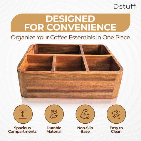 Diseño compacto de Dstuff para encimera, ahorro de espacio.