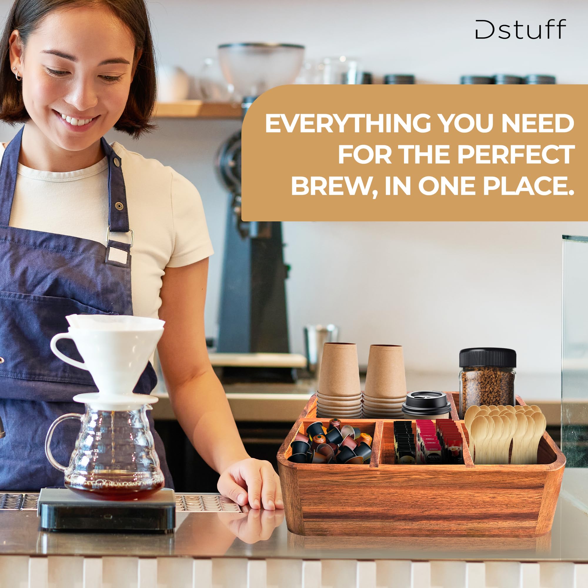 Uso versátil en hogar u oficina para café, estilo y organización.