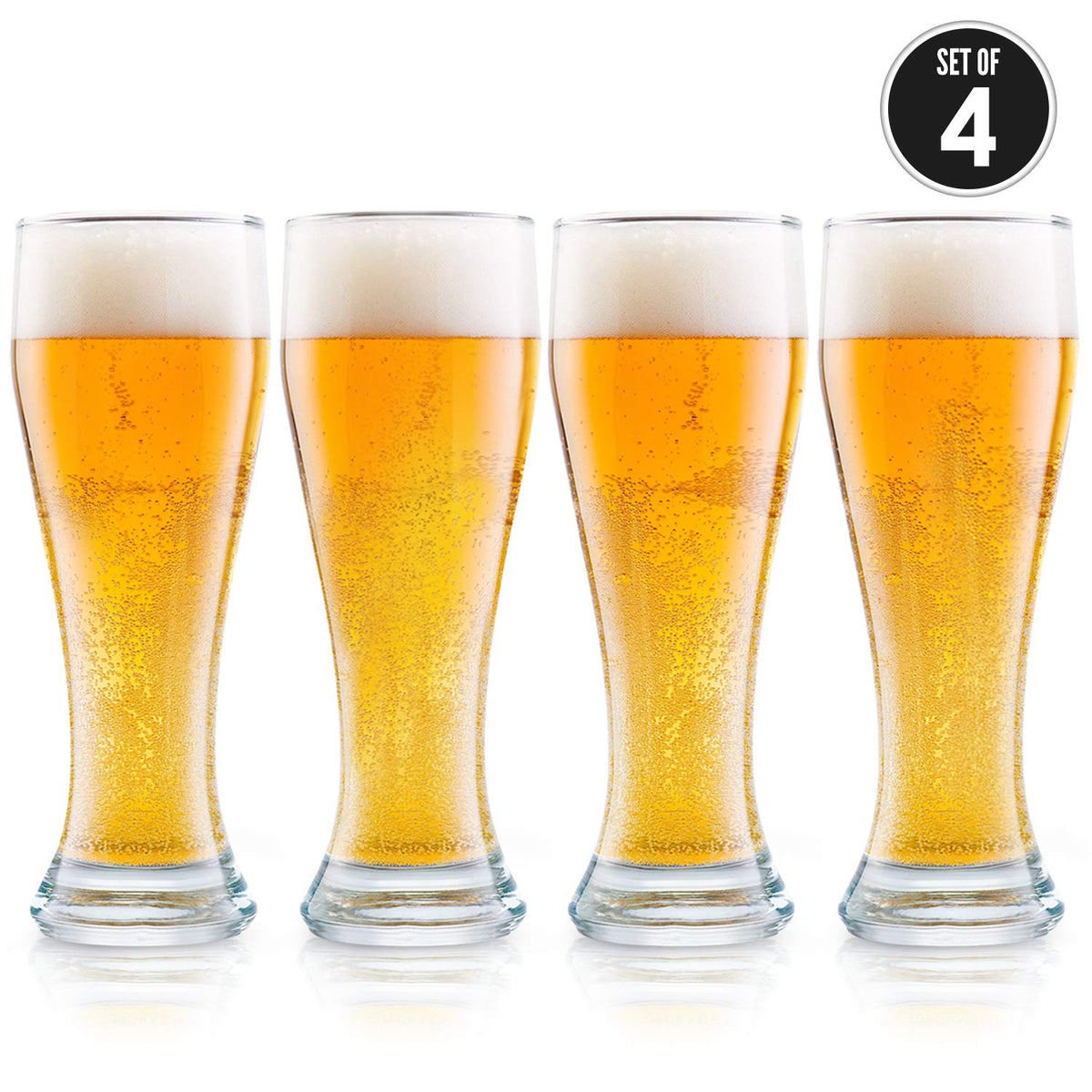 DU VINO vaso pilsner con grabado láser en base nucleada y espuma estable.