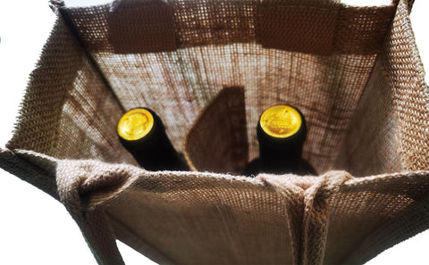 Dual Dou bolsa de yute con mangos de algodón para un agarre cómodo.