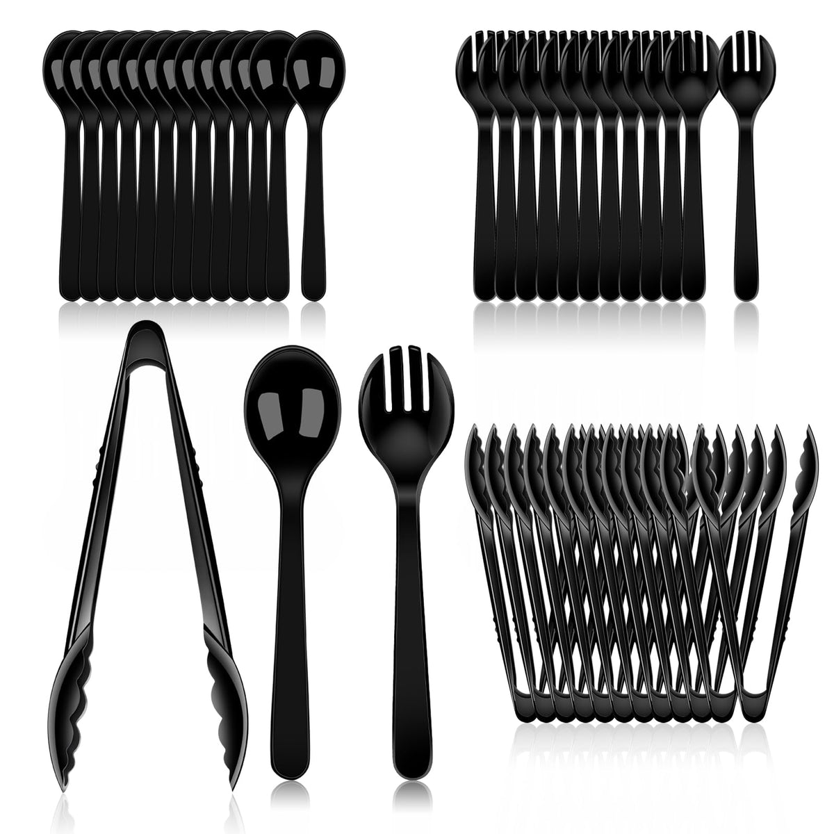 Dualshine cucharas de plástico negras de 8 pulgadas, ideales para servir en fiestas informales.