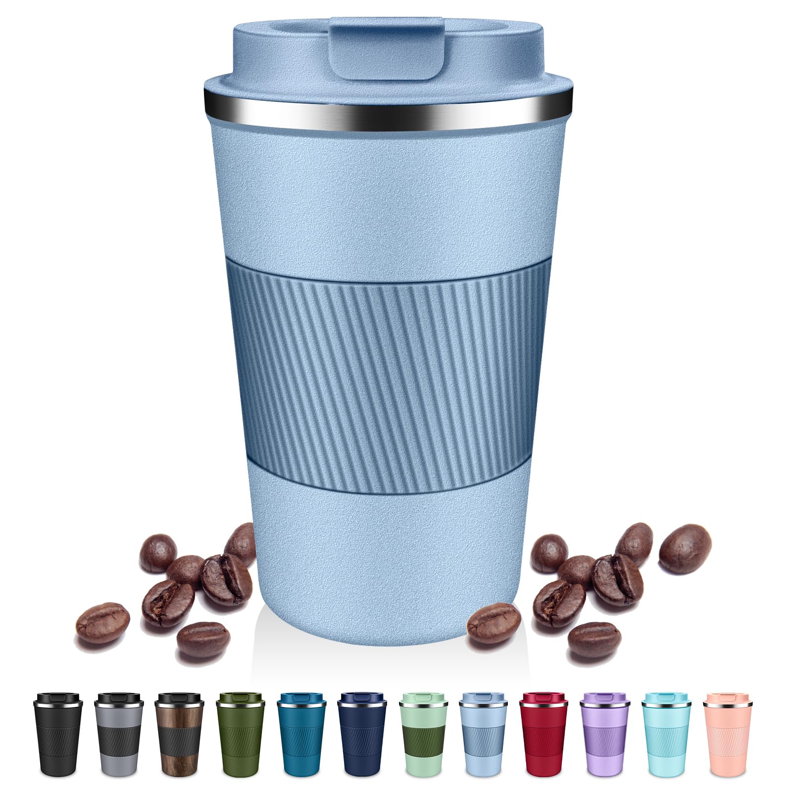Dubuxw taza termica 12oz con tapa voltea, ideal para café en movimiento.