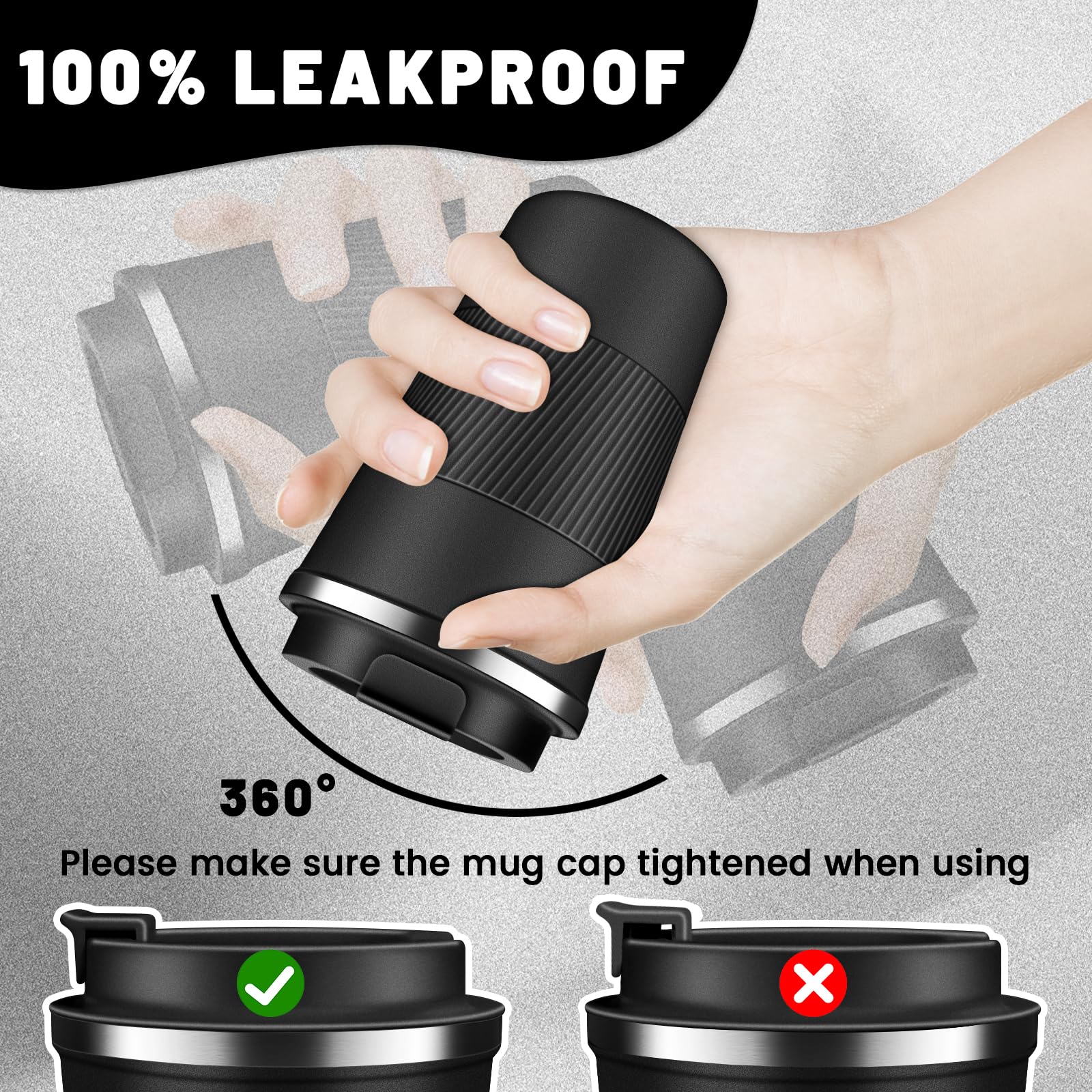 Dubuxw Tumbler 12oz, cuerpo de acero inoxidable, duradero.