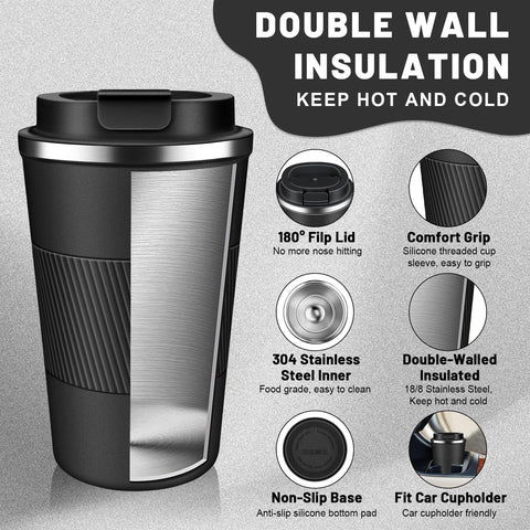 Dubuxw Tumbler 17oz, acero inoxidable, perfecto para bebidas frías o calientes.