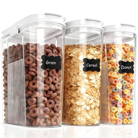 Conjunto Ducoak de 3 contenedores de 4 L para cereales y otros secos, con vista clara.