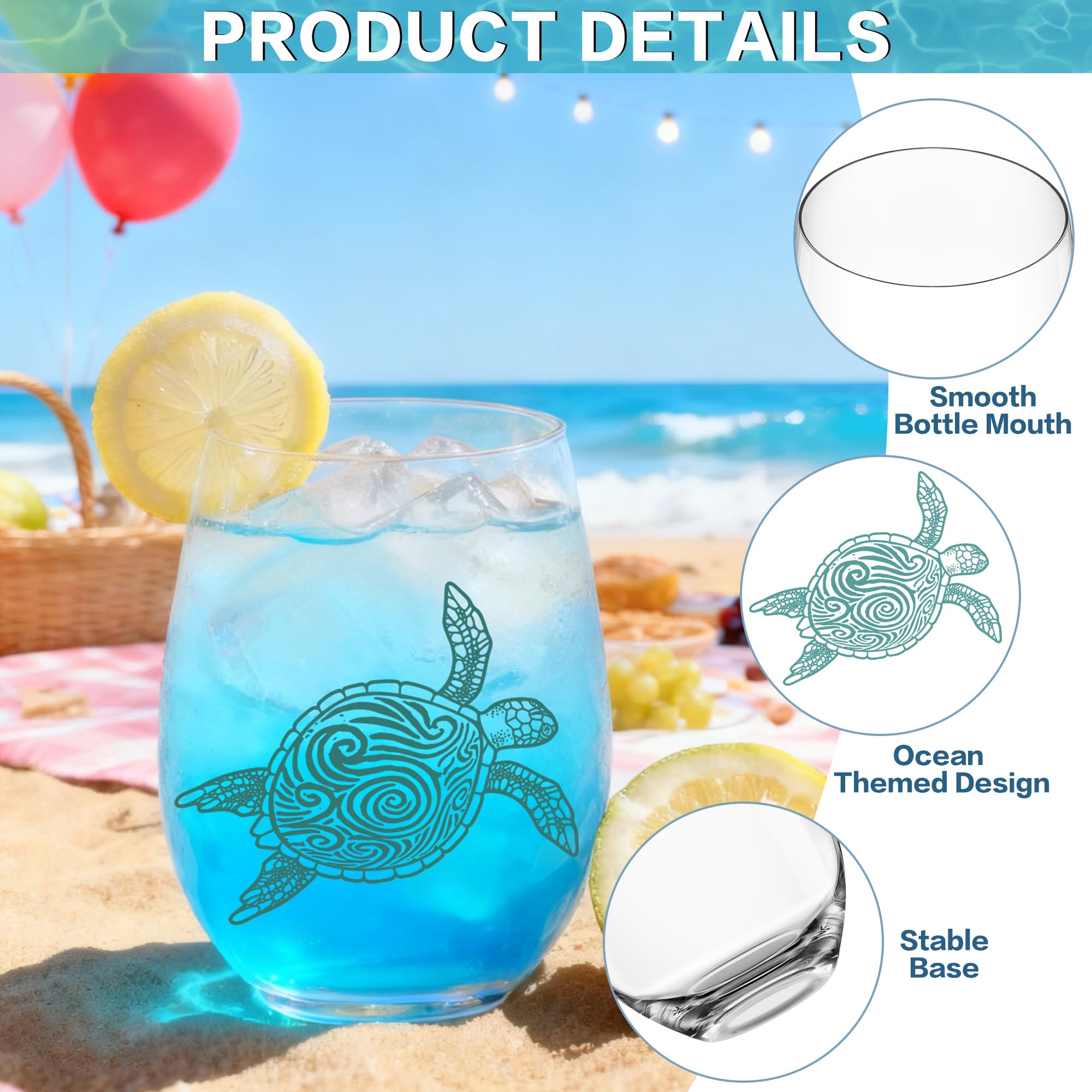 Vaso Dudjotc 17oz caracola en mesa decorativa de oceano