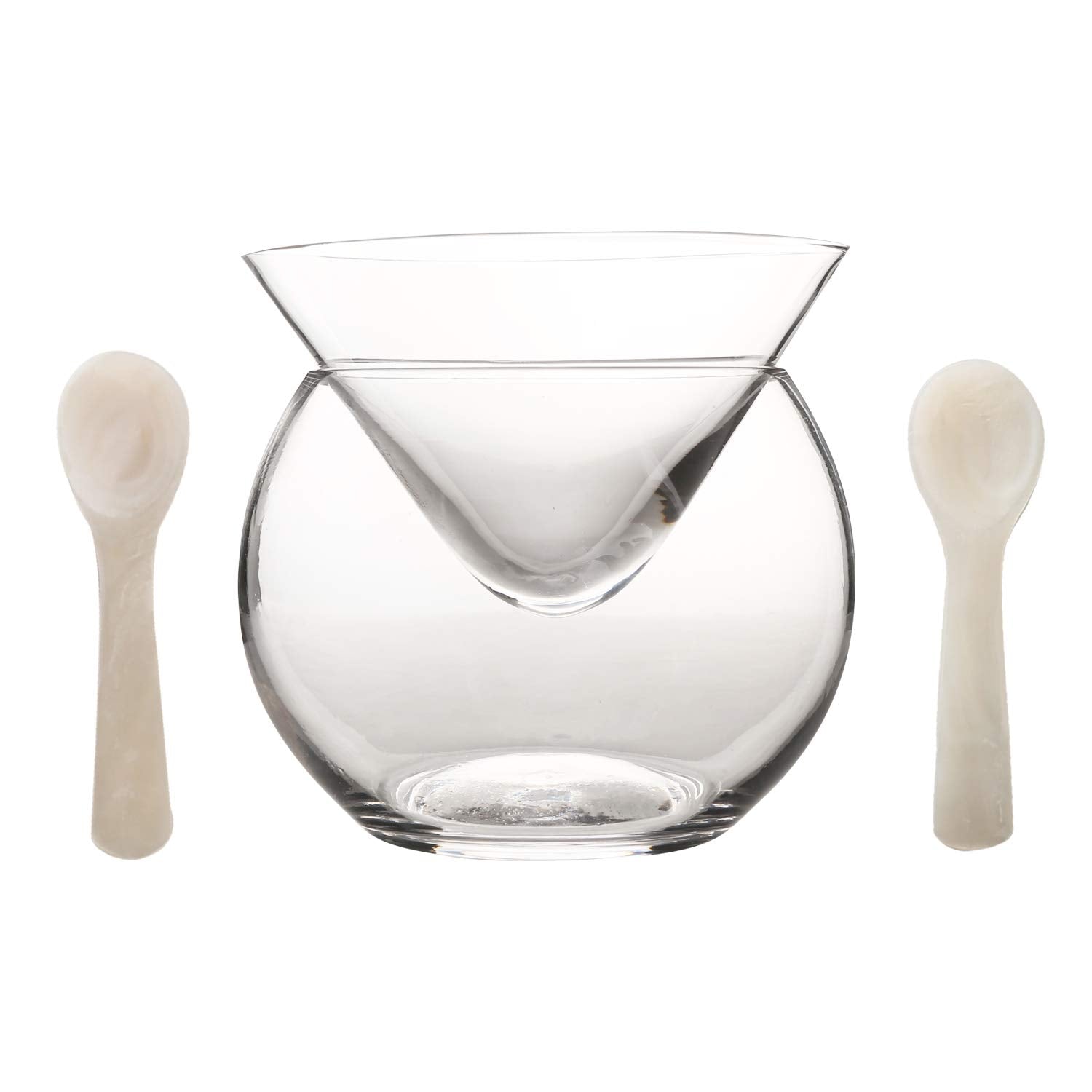 Conjunto enfriador de caviar DUEBEL en vidrio para servicio elegante