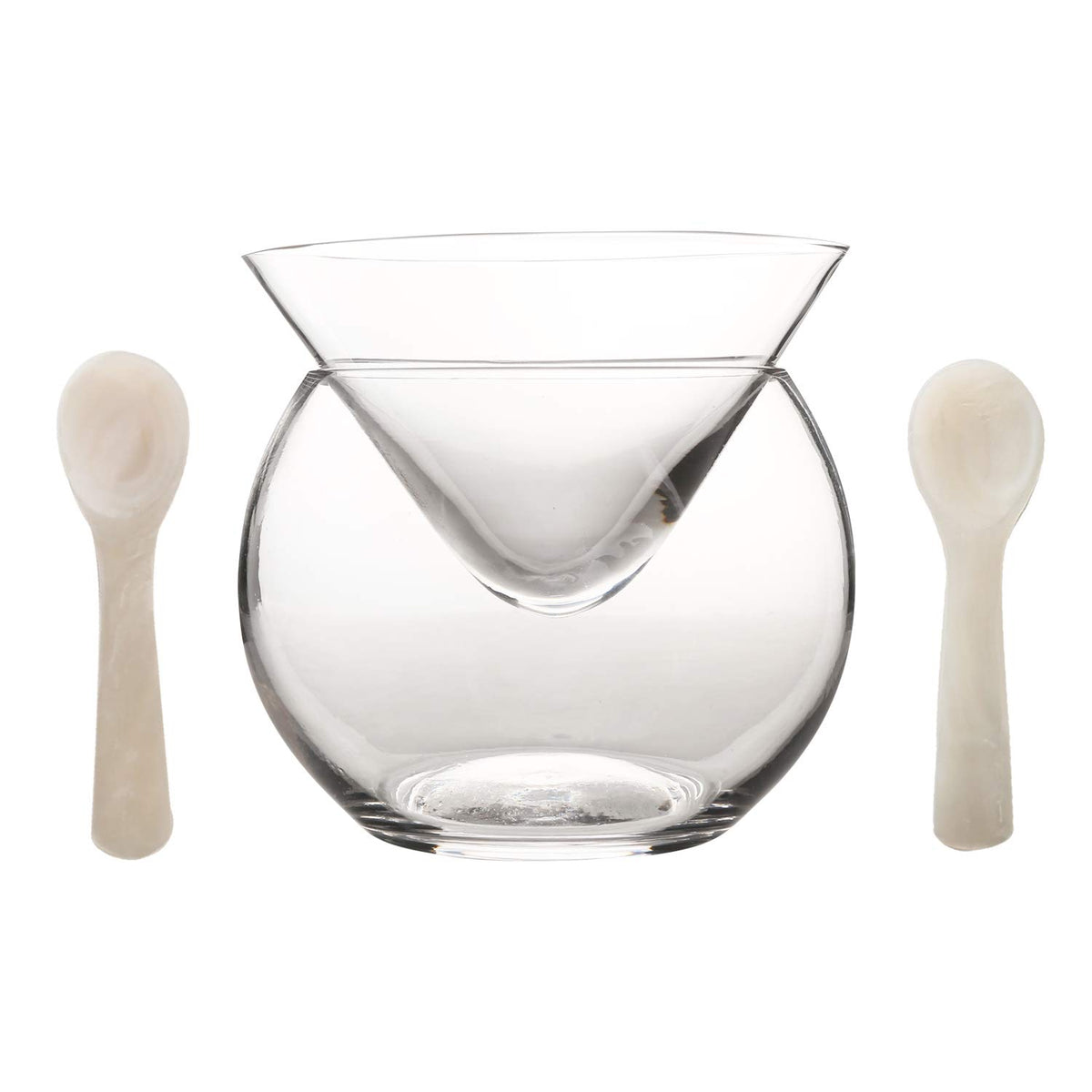 Conjunto enfriador de caviar DUEBEL en vidrio para servicio elegante