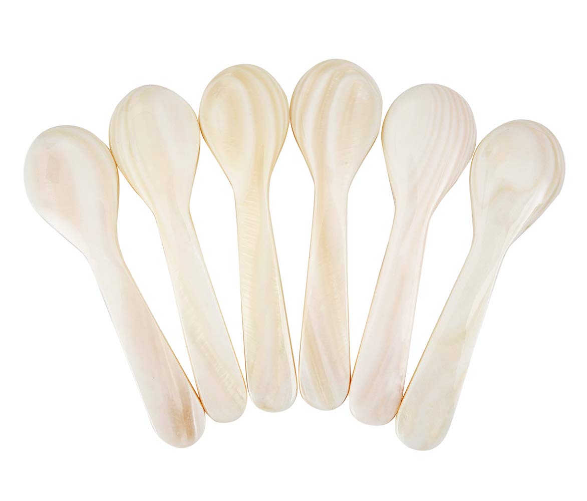 Duebel cucharas madreperla blanca, uso para café, realza la experiencia.