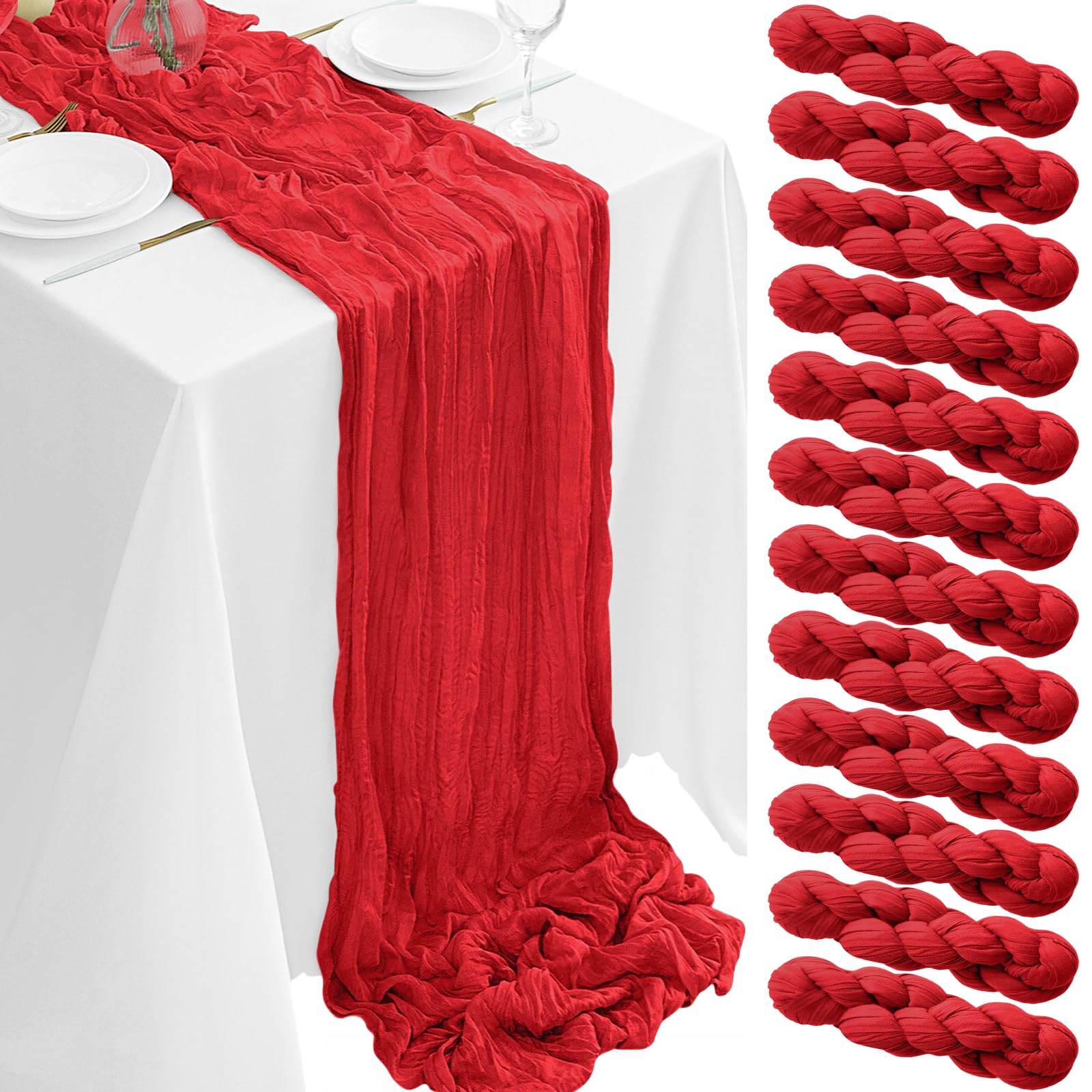 Mantel gasa rojo Dugpit 35x120, ideal para cenas elegantes