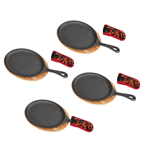Sartén DUIBAOCHUN para fajitas con base de madera, ideal para servir caliente