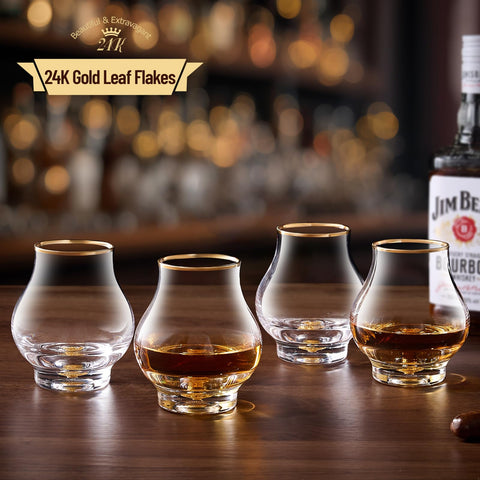 DUJUST vaso de whisky con hojas de oro 24K para brillo lujoso.