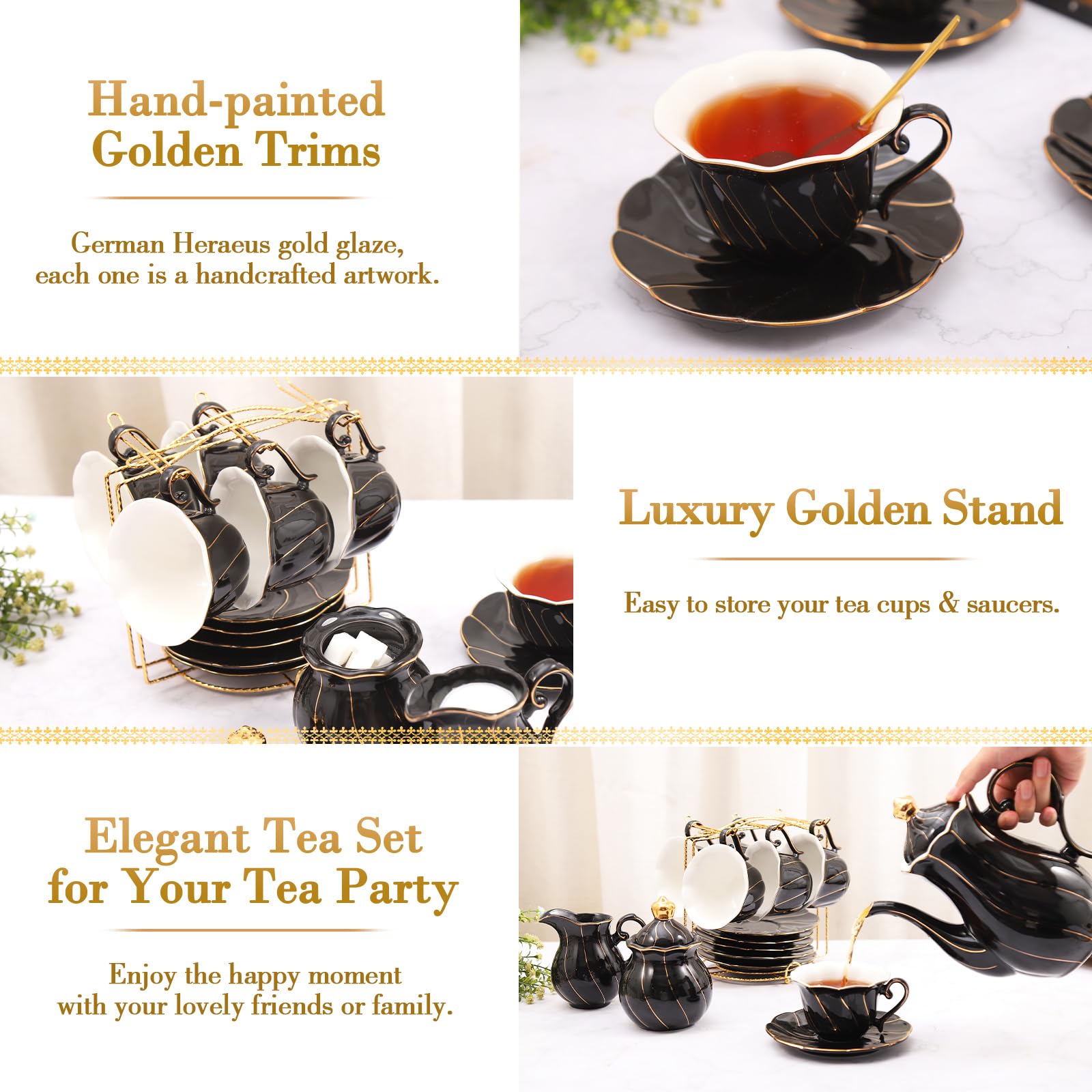 DUJUST platillos de porcelana 6 unidades para tazas, base estable y elegante