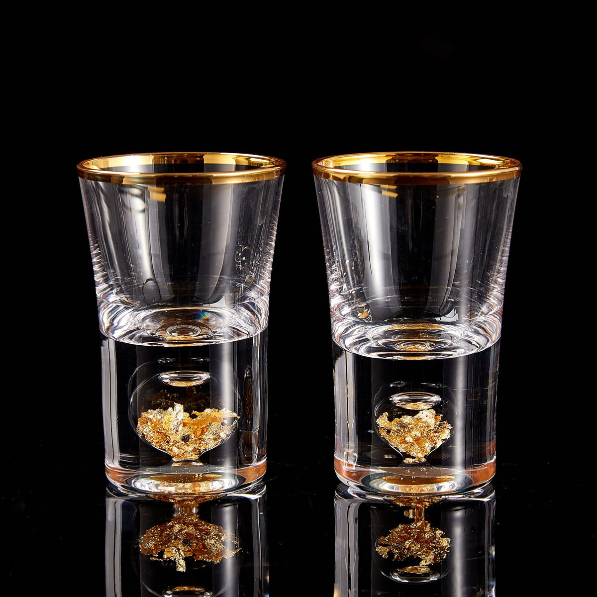 DUJUST vasos chupito de cristal con borde 24K, lujo decorativo para salas.