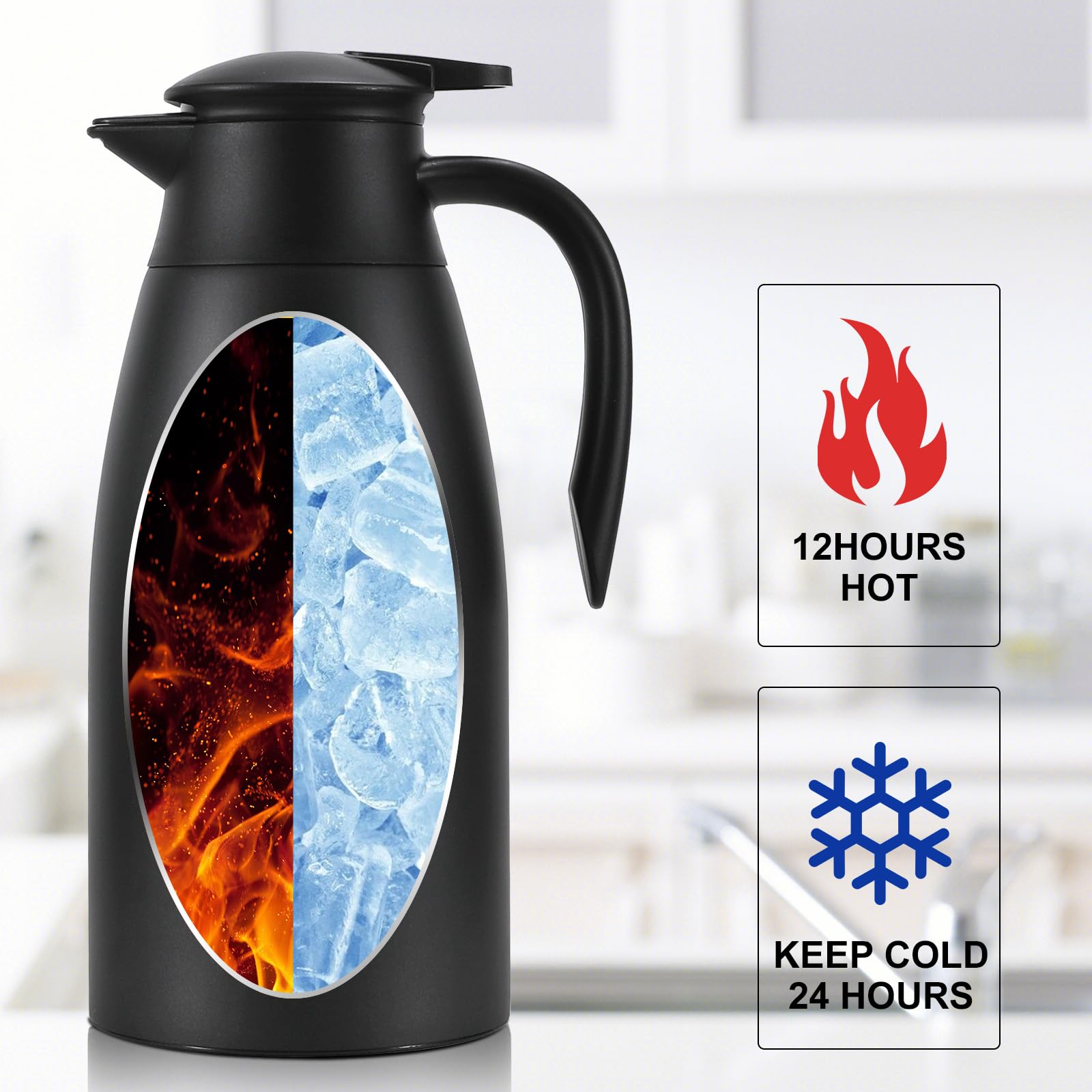 Jarra térmica Dumfoin doble pared para conservar frío o caliente por más tiempo