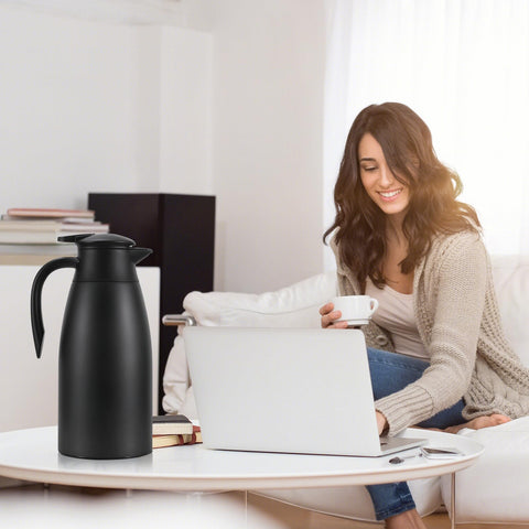 Jarra roja Dumfoin ergonómica en acero inoxidable para mantener bebidas calientes