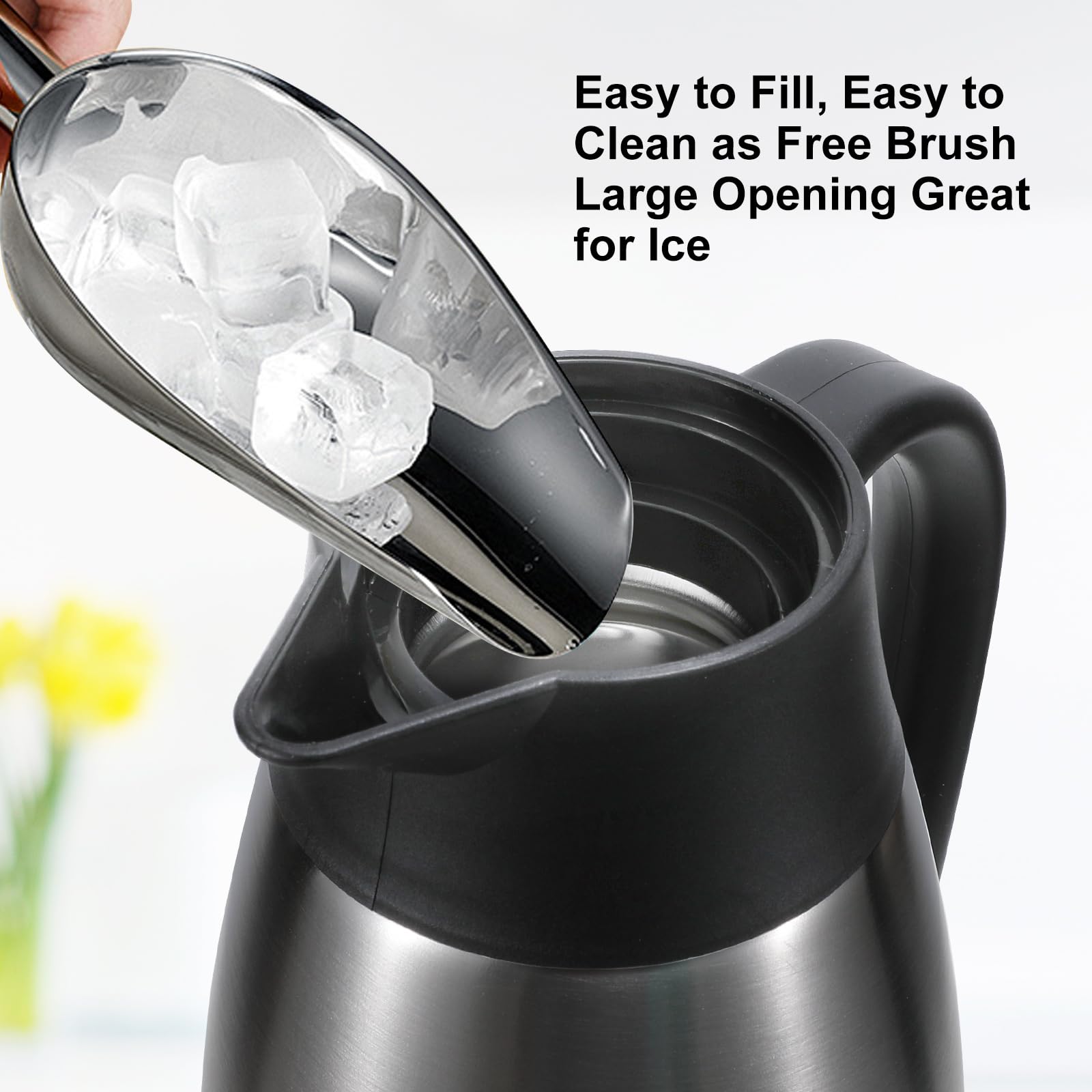 Termo Dumfoin 70oz con diseño ergonómico para verter con una mano