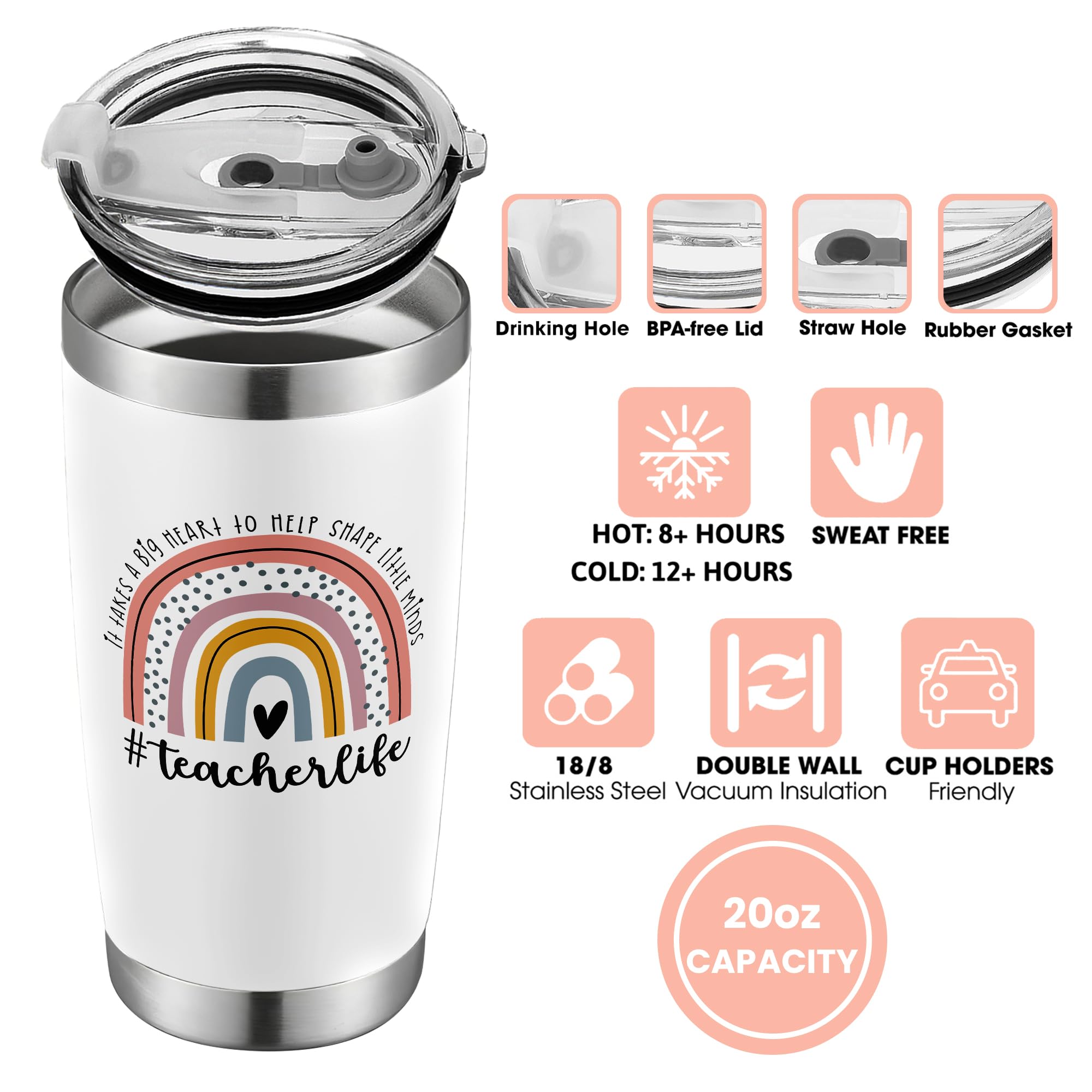 Vaso térmico Dunkmate para profesora, regalo de cumpleaños para mujer docente.