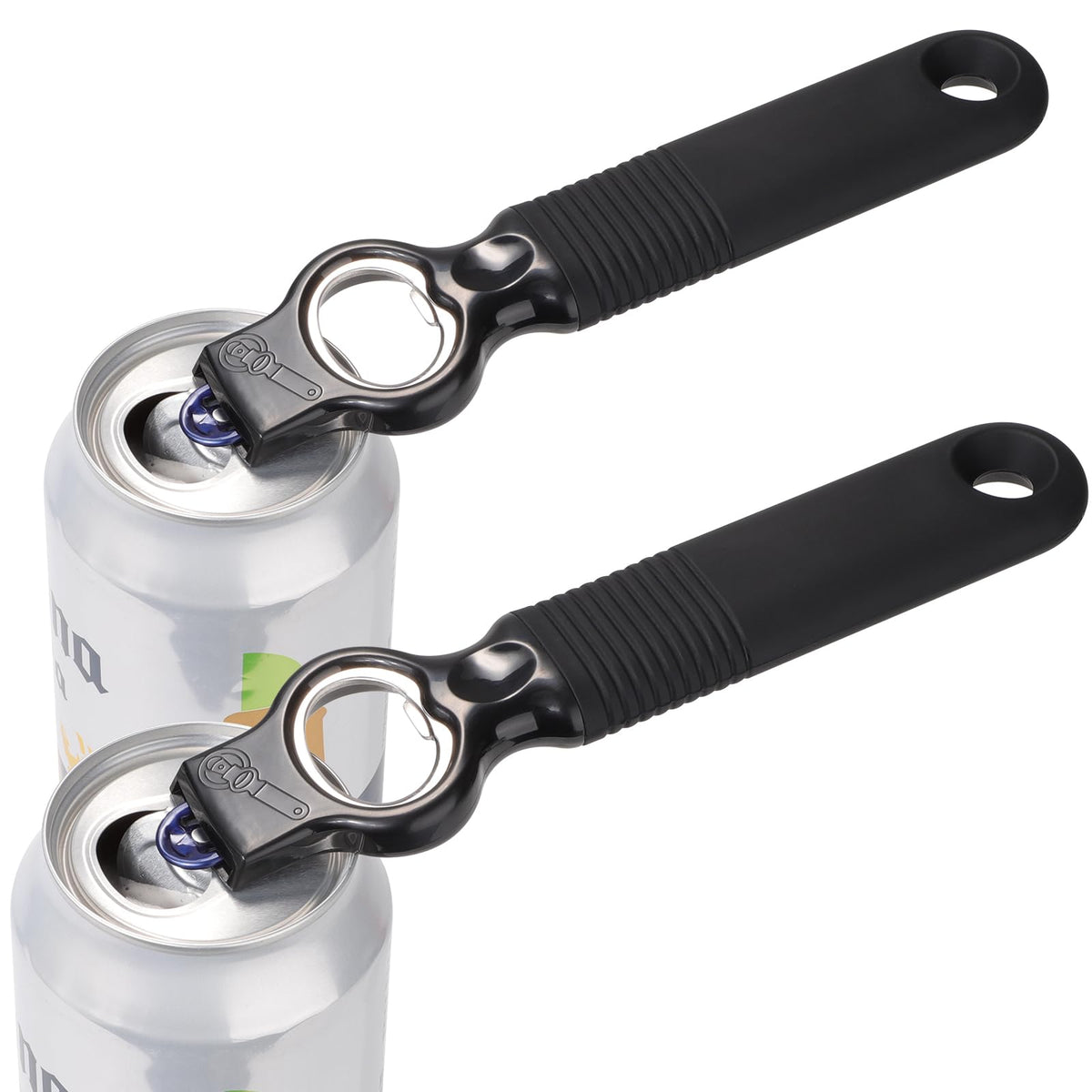 Dunlague abre latas y botellas con agarre ergonómico negro.