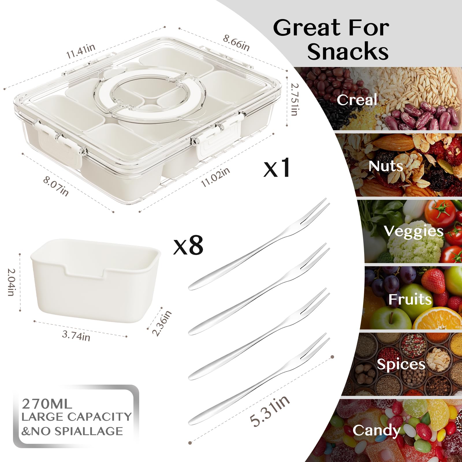 La tapa transparente de Dunruz Snackle Box facilita ver la frescura sin abrir.