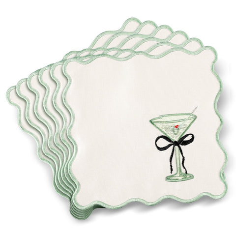Dunzoom servilletas martini bordado ondulado para una mesa elegante y protegida.
