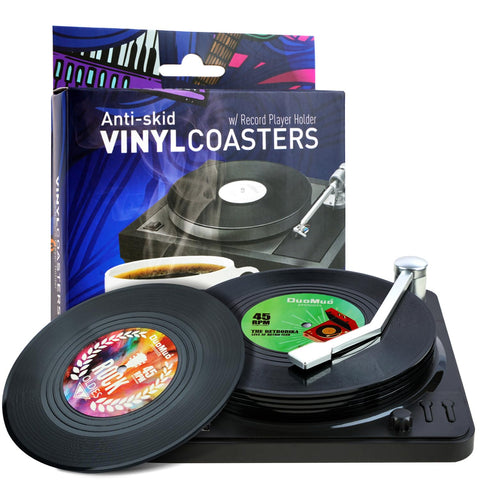 DuoMuo posavasos vinilo retro: protege la mesa con estilo