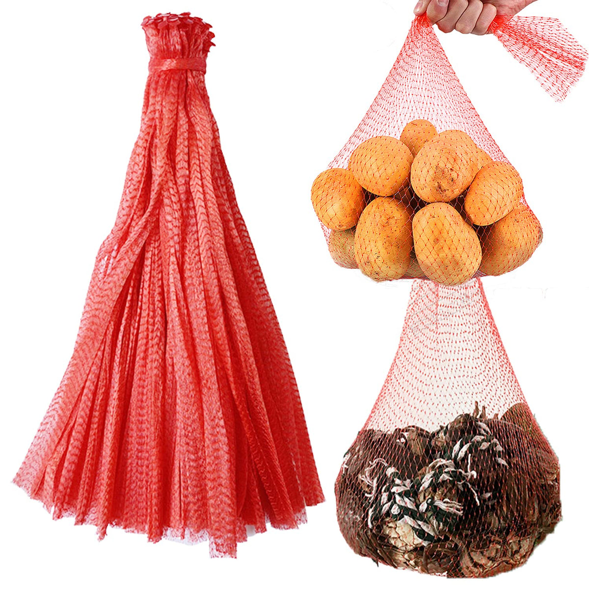 Bolsas Dupiulk de malla reutilizables de 24 pulgadas para almacenar grandes cantidades de productos.