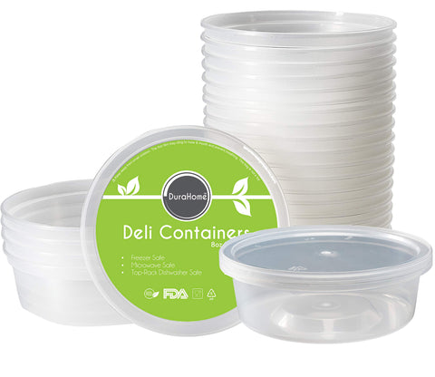 DuraHome de 8 onzas apto para microondas y congelador, ideal para porciones.