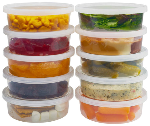 Contenedor DuraHome de 8 onzas con tapa a prueba de fugas para salsas.