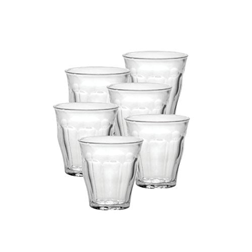 Vaso Picardie de Duralex, transparente, apto para bebidas frías o calientes.