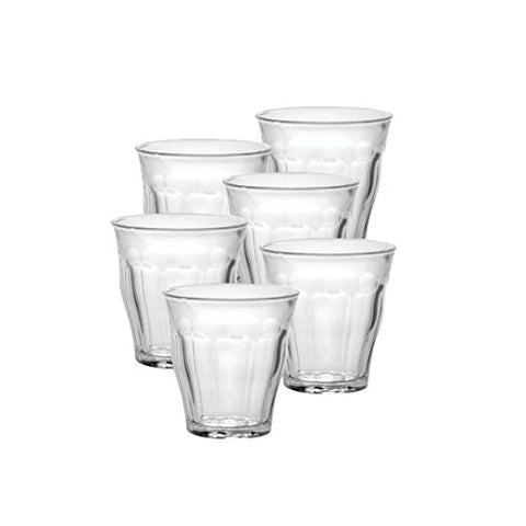 Vaso Picardie de Duralex, transparente, apto para bebidas frías o calientes.