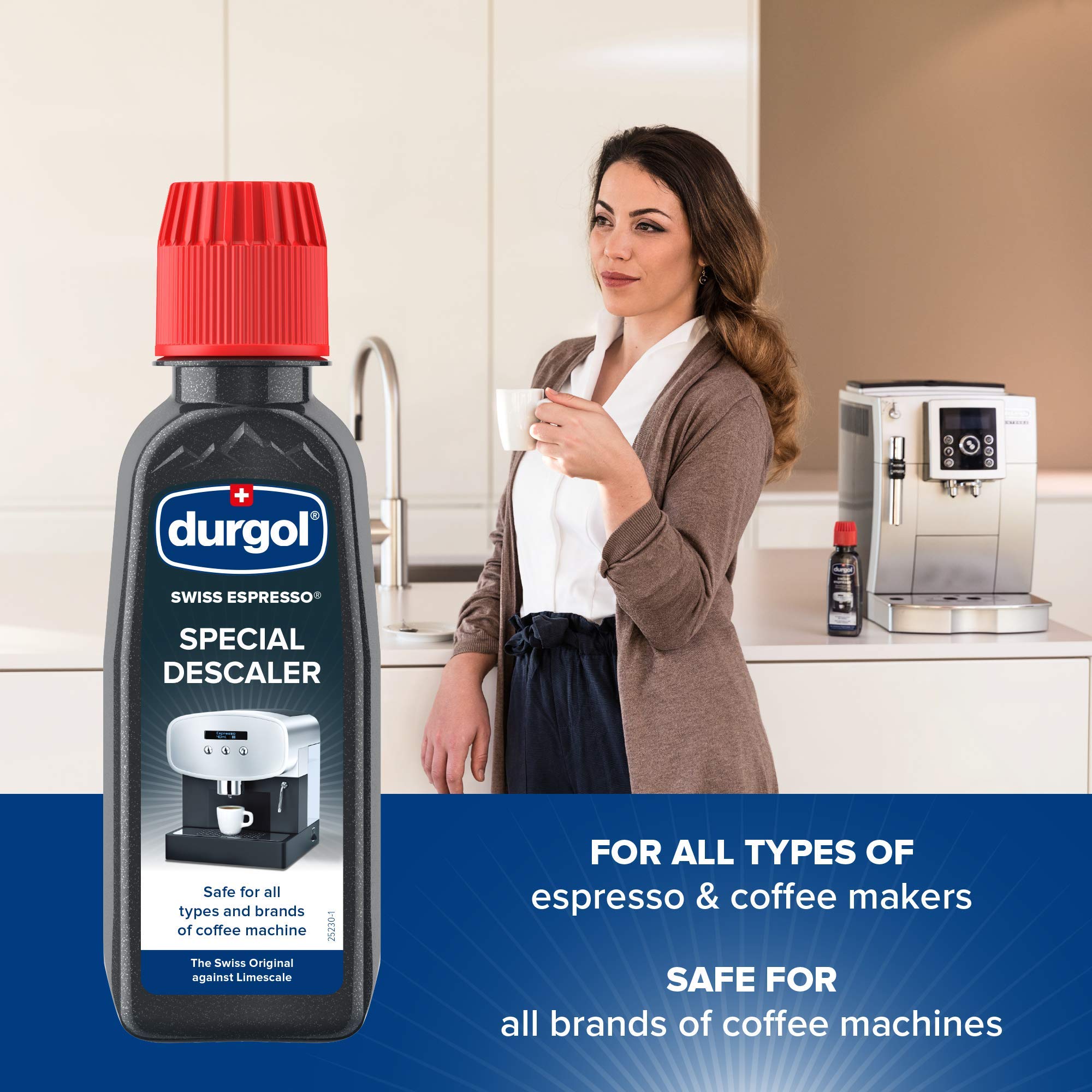 Durgol Swiss Espresso descalcificador 125 ml, fácil de usar para mantener la máquina en óptimas condiciones.