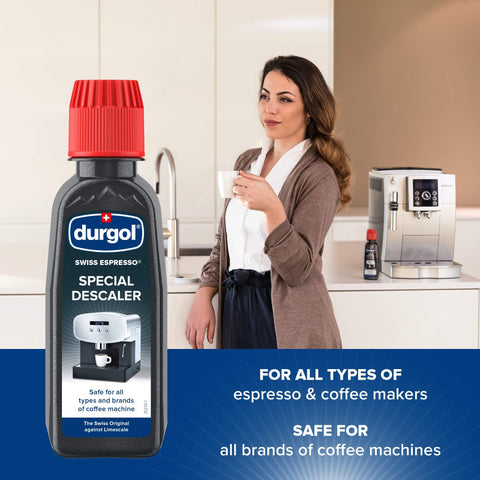Durgol Swiss Espresso descalcificador 125 ml, fácil de usar para mantener la máquina en óptimas condiciones.