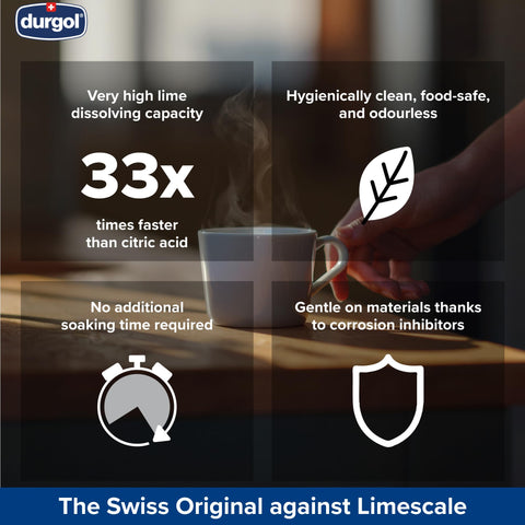 Etiqueta de Durgol Swiss Espresso que destaca calidad y origen europeo.
