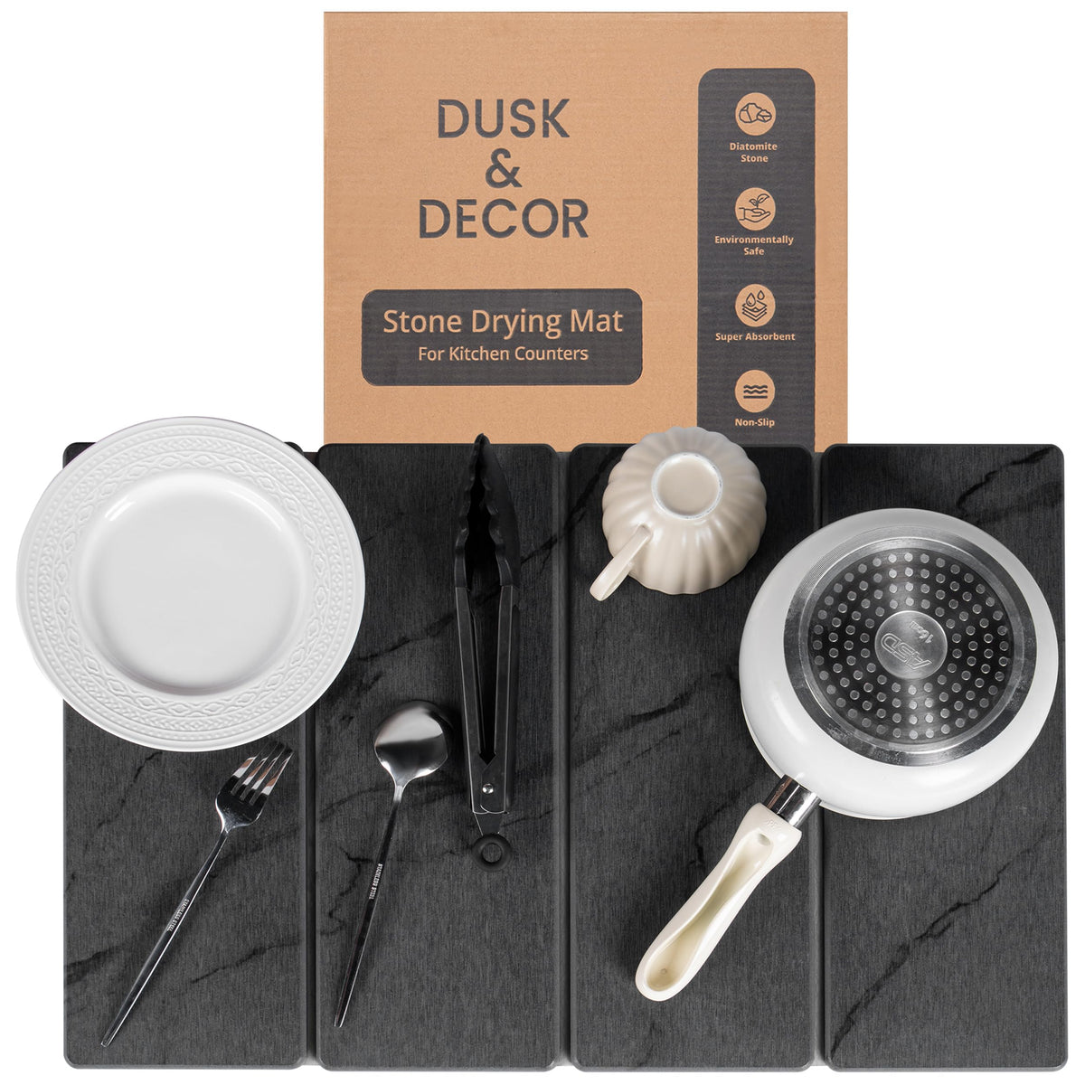 Alfombrilla de piedra plegable de Dusk & Decor para secar platos con secado rápido