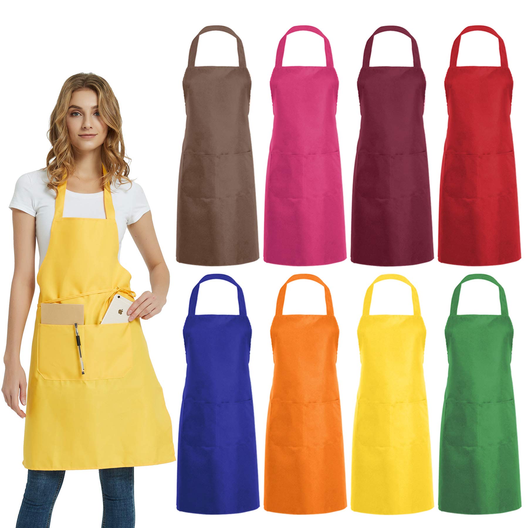 Delantales DUSKCOVE 8 piezas, colores mezclados para uso diario en cocina.