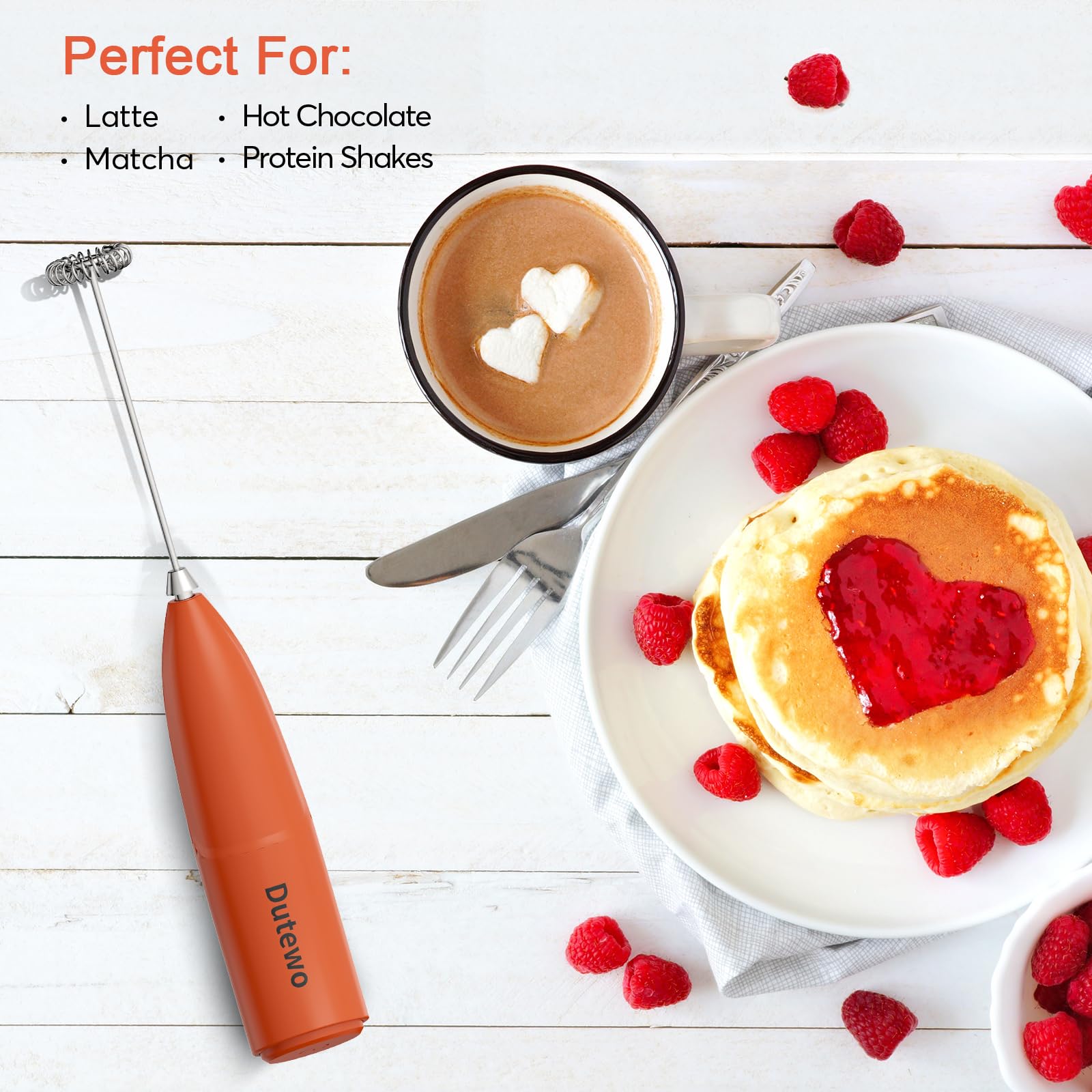 Dutewo batidor de leche compacto para capuchino y bebidas.
