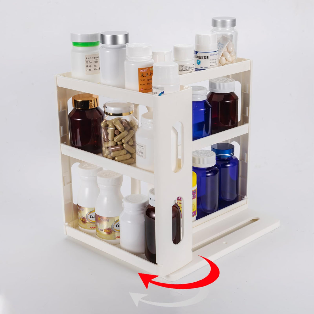 Organizador de medicina Dutiplus con giro de 270 para acceso rápido.