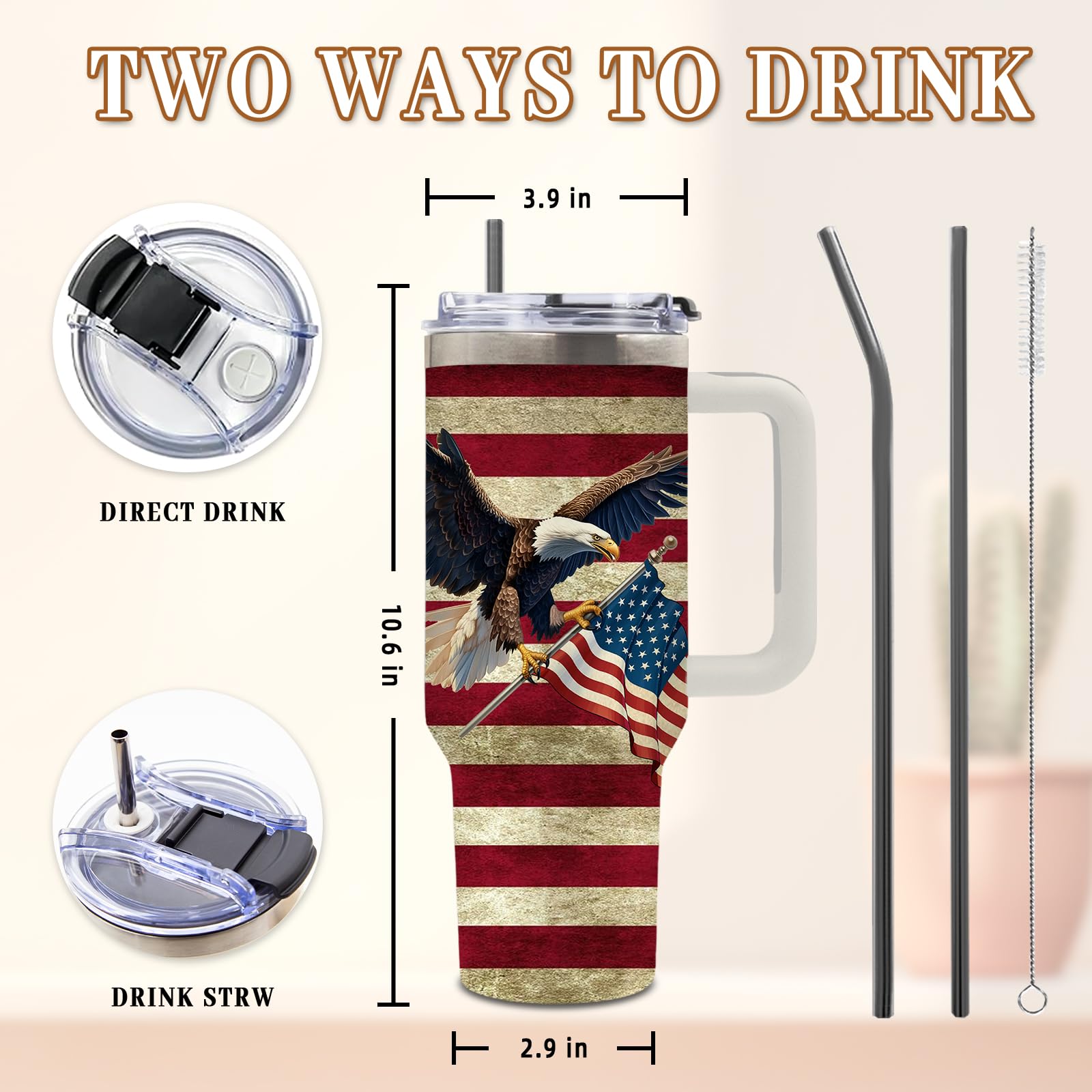 DUUV diseño patriótico para hombres 40oz, ideal para fiestas al aire libre