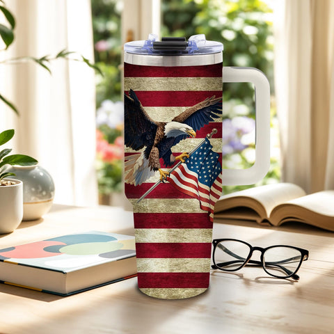 DUUV halcón sosteniendo bandera 40oz, efecto visual patriótico para regalo